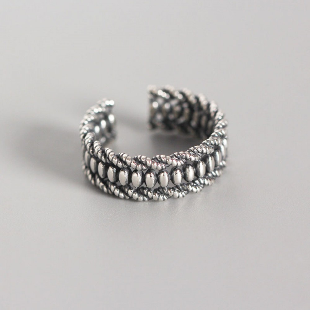 Vintage Oval Beads Line Open Ring - MLYH144