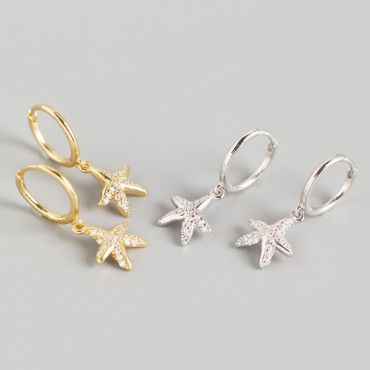Pave Starfish Dangle Earrings