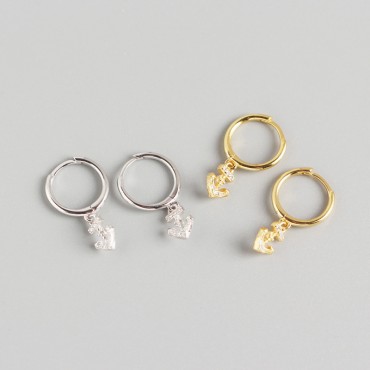 Sparkling Anchor Dangle Earrings