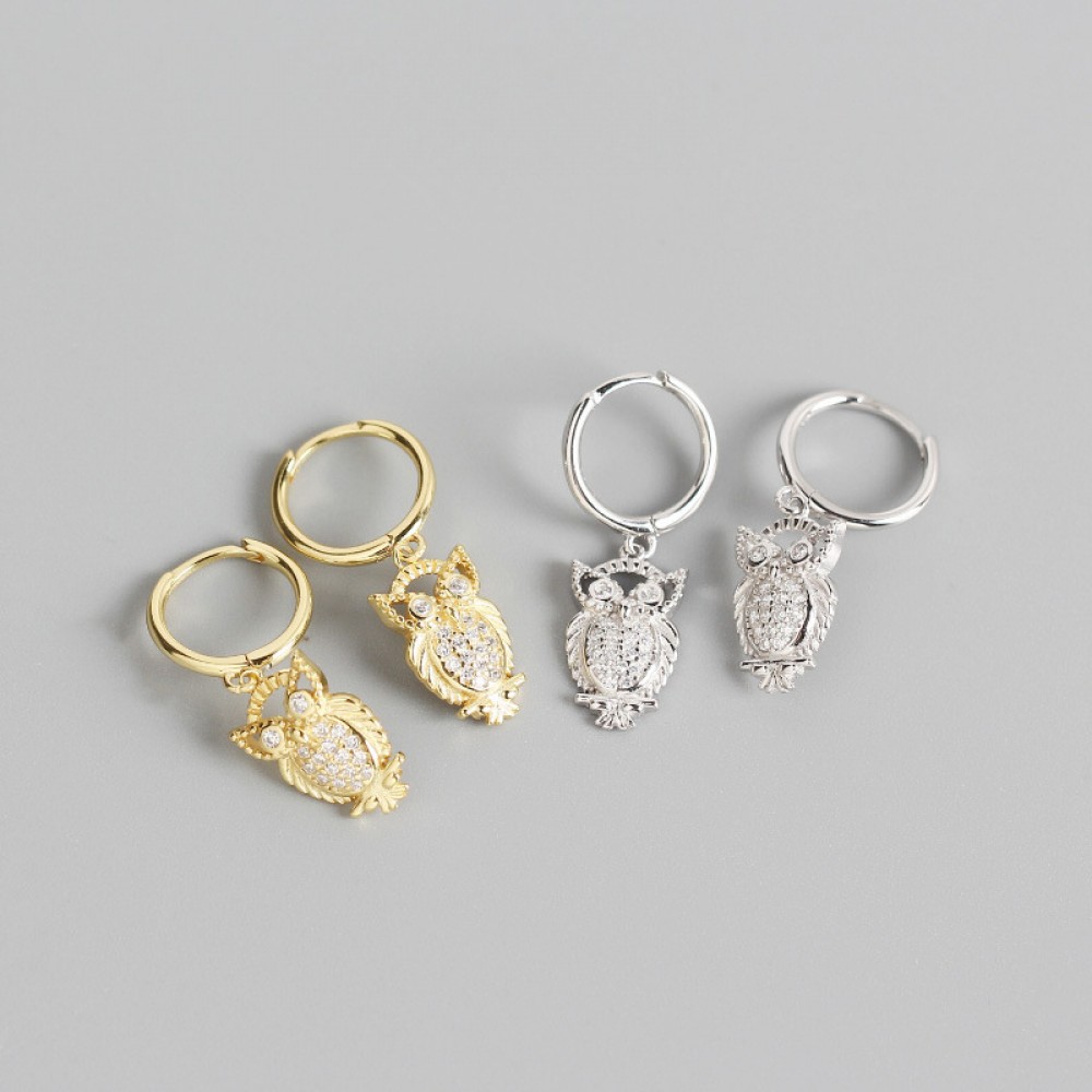 Sparkling Owl Dangle Earrings - MLYH151
