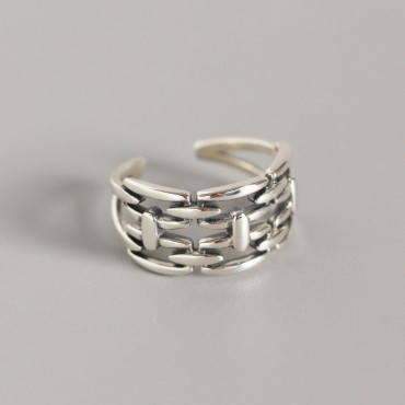 Double Chain Texture Open Ring