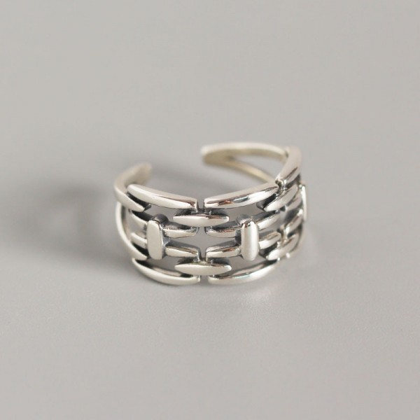 Double Chain Texture Open Ring