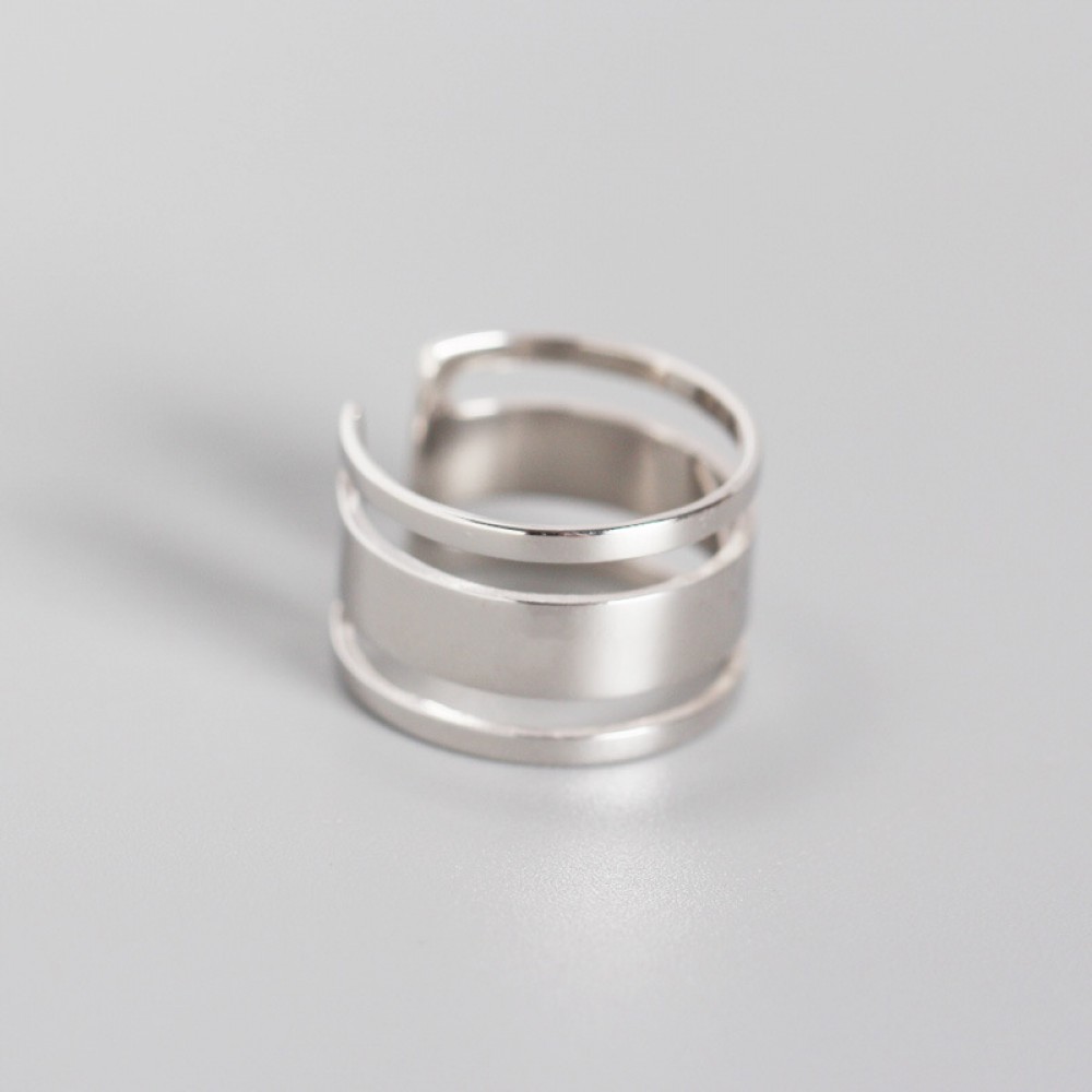 Three-layer Glossy Line Open Ring - MLYH165