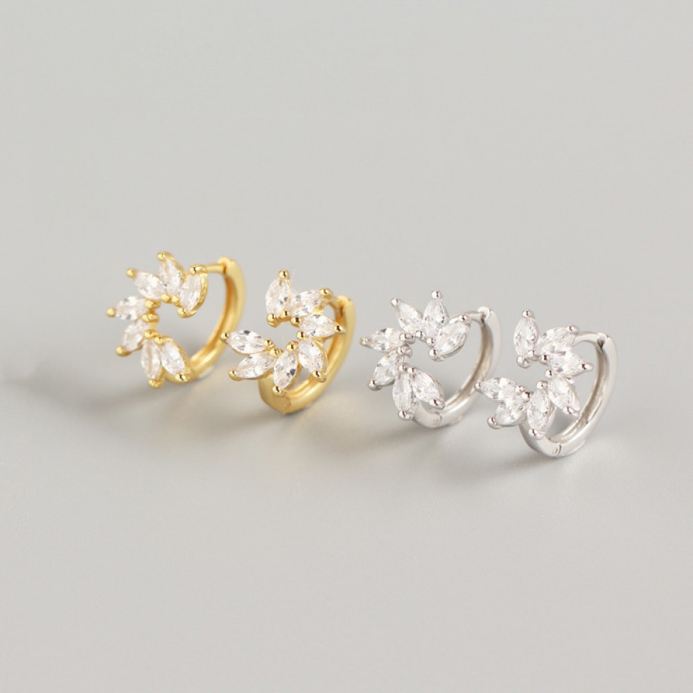 Sparkling Flower Hoop Earrings - MLYH171