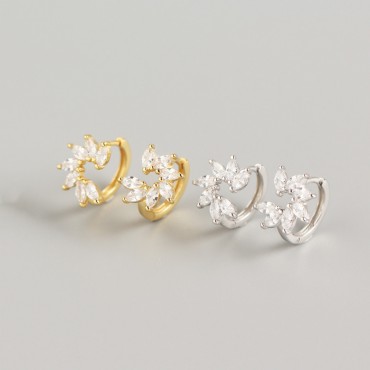 Sparkling Flower Hoop Earrings