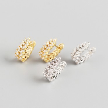 Sparkling Leaf Hoop Earrings