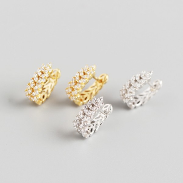 Sparkling Leaf Hoop Earrings