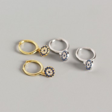 Round Evil Eye Dangle Earrings