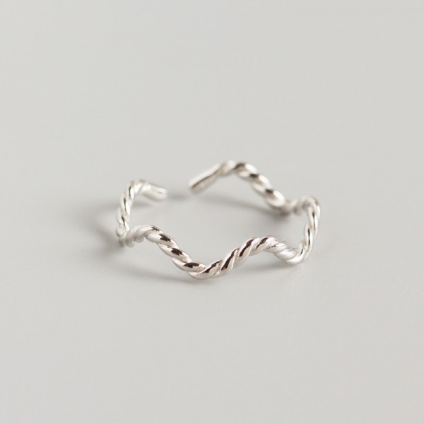 Minimalist Twisted Wave Open Ring