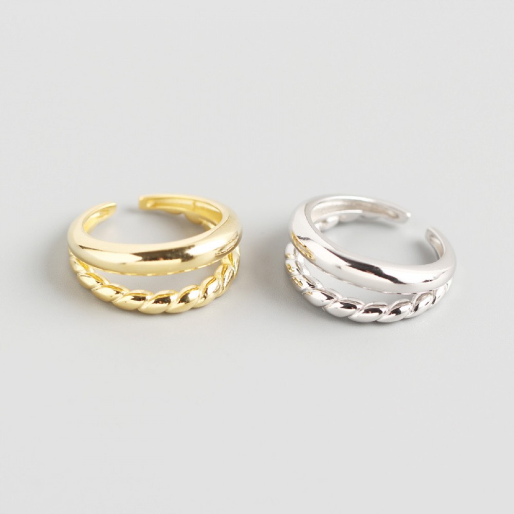Double Layer Glossy and Twist Open Ring - MLYH183
