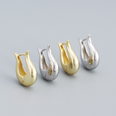 Metallic Style U-shaped Hoop Earrings