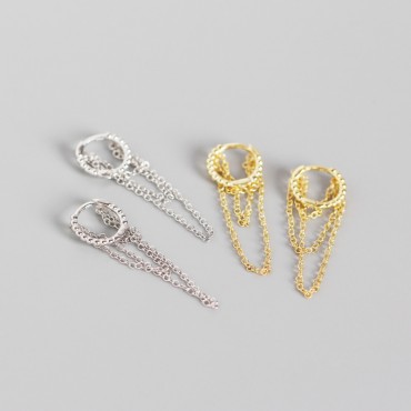 Tassel Chain Beaded Hoop Earrings