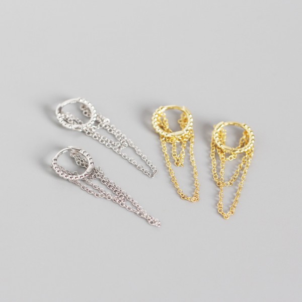Tassel Chain Beaded Hoop Earrings