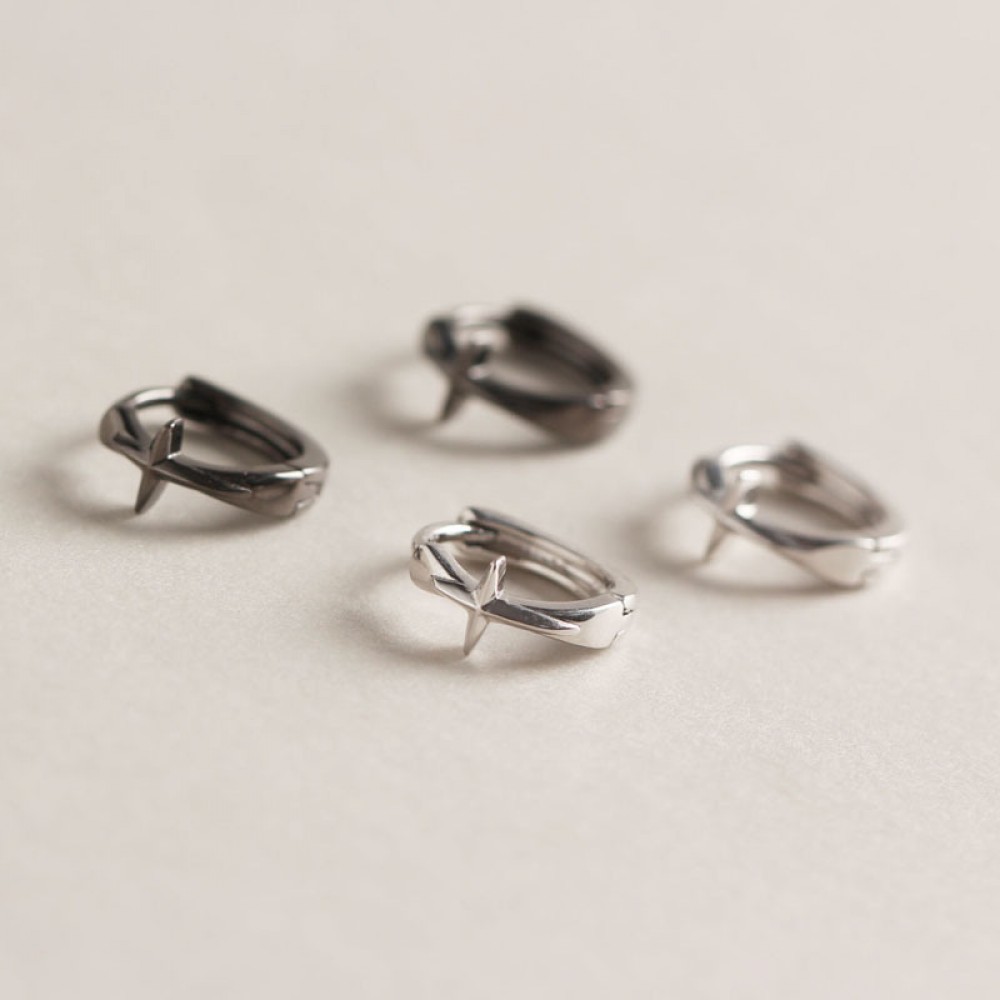 Minimalist Cross Hoop Earrings - MLYH188