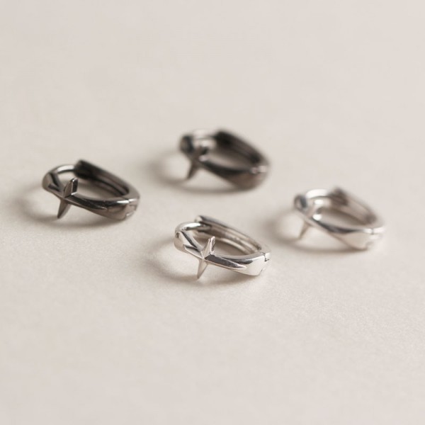 Minimalist Cross Hoop Earrings