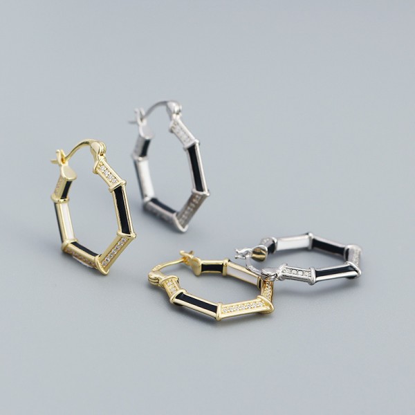 Metallic Hexagon Hoop Earrings