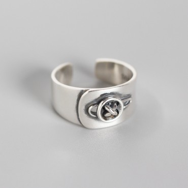 Metallic Button Open Ring