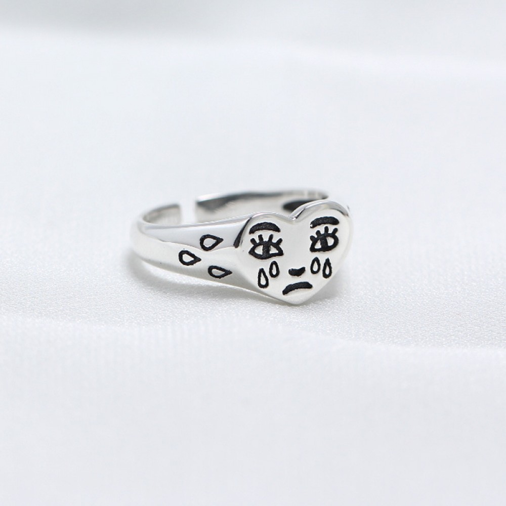 Engraved Tearful Heart Open Ring - MLYH197
