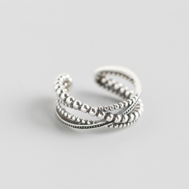 Vintage Beaded Cross Open Ring