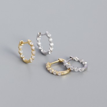 Elegant Beaded Gem Hoop Earrings