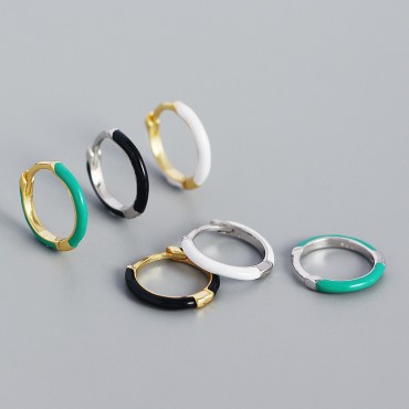 Minimalist Enamel Hoop Earrings