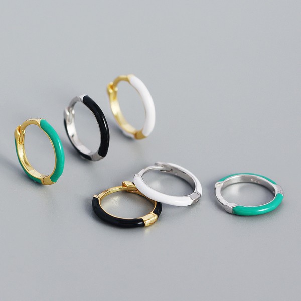 Minimalist Enamel Hoop Earrings