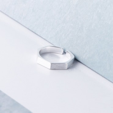 Fashion Brushed Octagon Open Ring