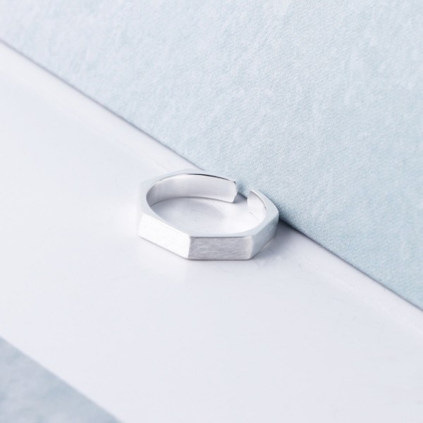 Fashion Brushed Octagon Open Ring