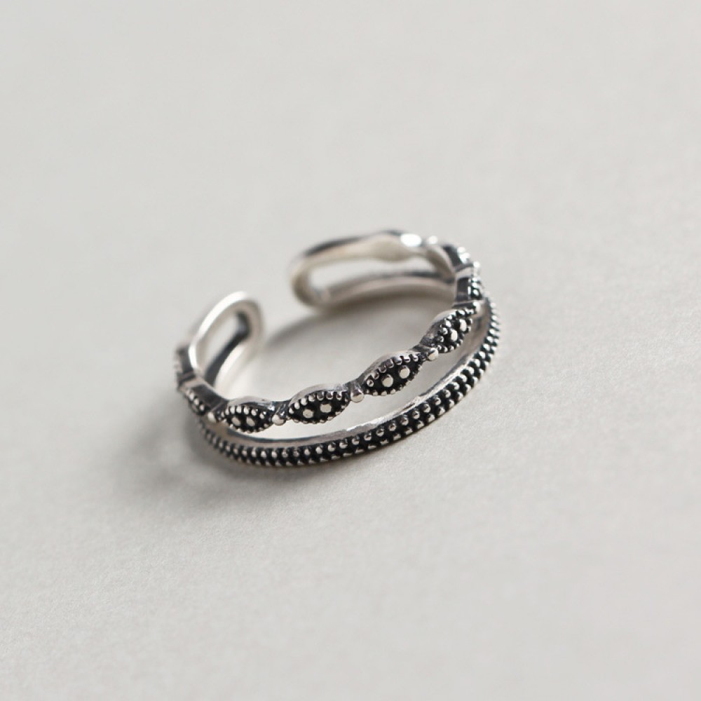 Vintage Dot Wave Open Ring - MLYH213