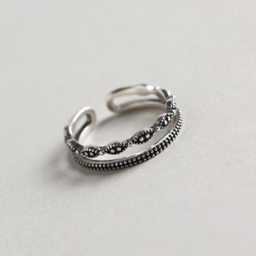 Vintage Dot Wave Open Ring