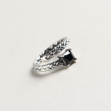 Vintage Chain and Square Gem Open Ring