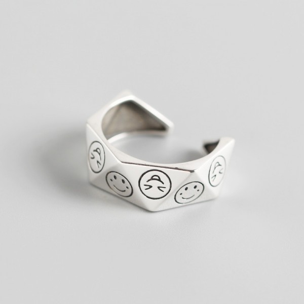 Triangular Cut Emoji Open Ring
