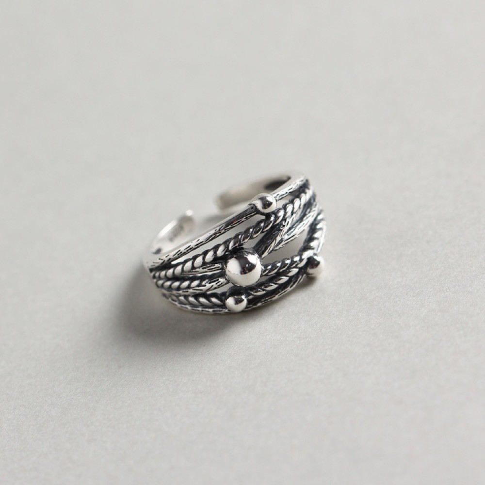 Vintage Wrapped Beads Open Ring - MLYH222