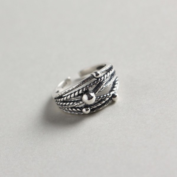 Vintage Wrapped Beads Open Ring