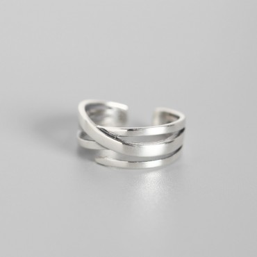 Multi-Layered Crosshatch Open Ring