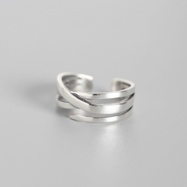 Multi-Layered Crosshatch Open Ring