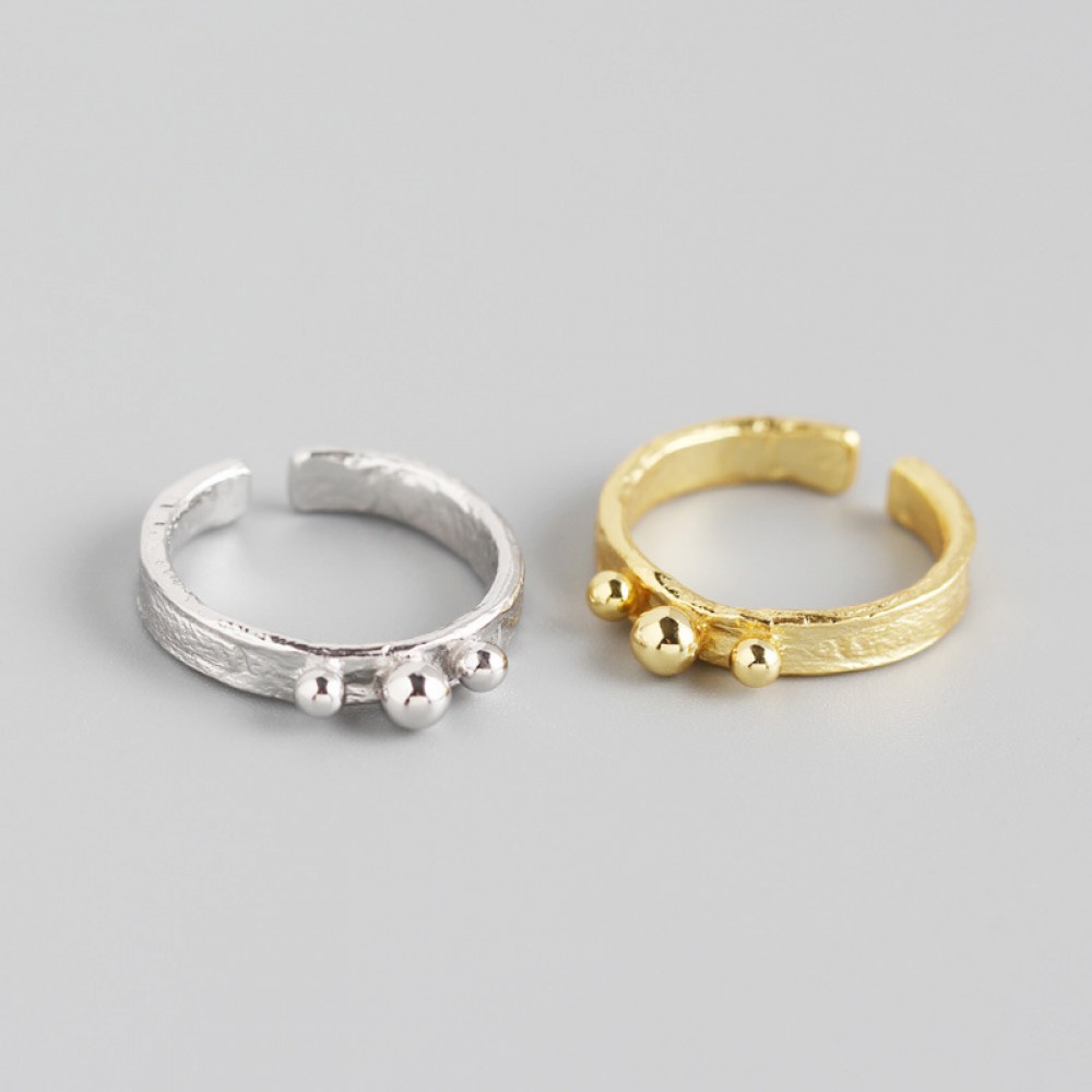 Beads and Foil Textured Open Ring - MLYH230