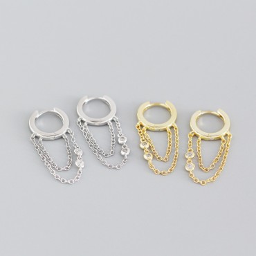 Tassel Chain with Gem Hoop Earrings