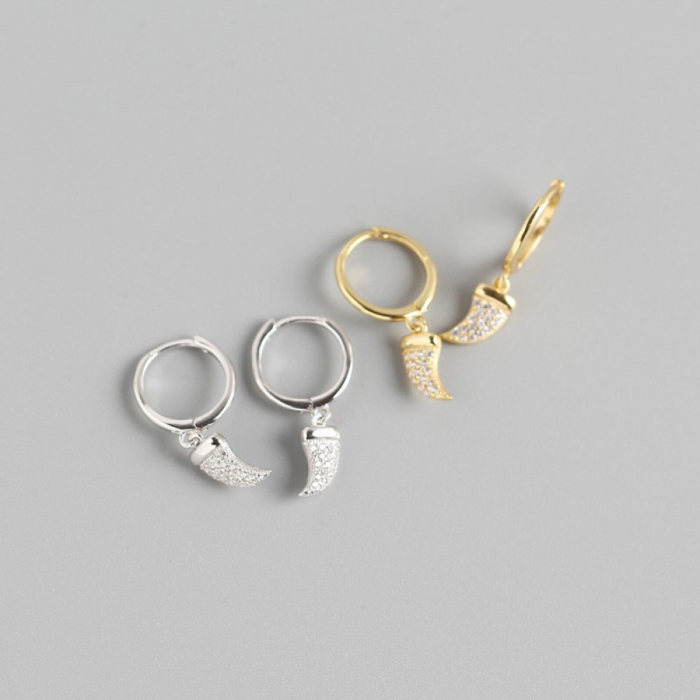 Pave Wolf Tooth Dangle Earrings - MLYH235