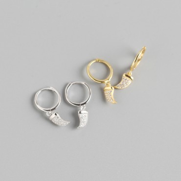 Pave Wolf Tooth Dangle Earrings