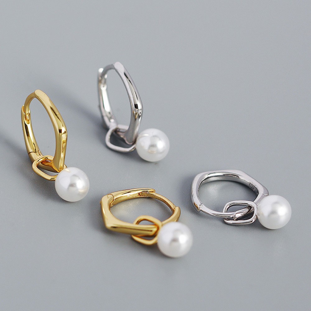 Pentagram Pearl Drop Earrings - MLYH238