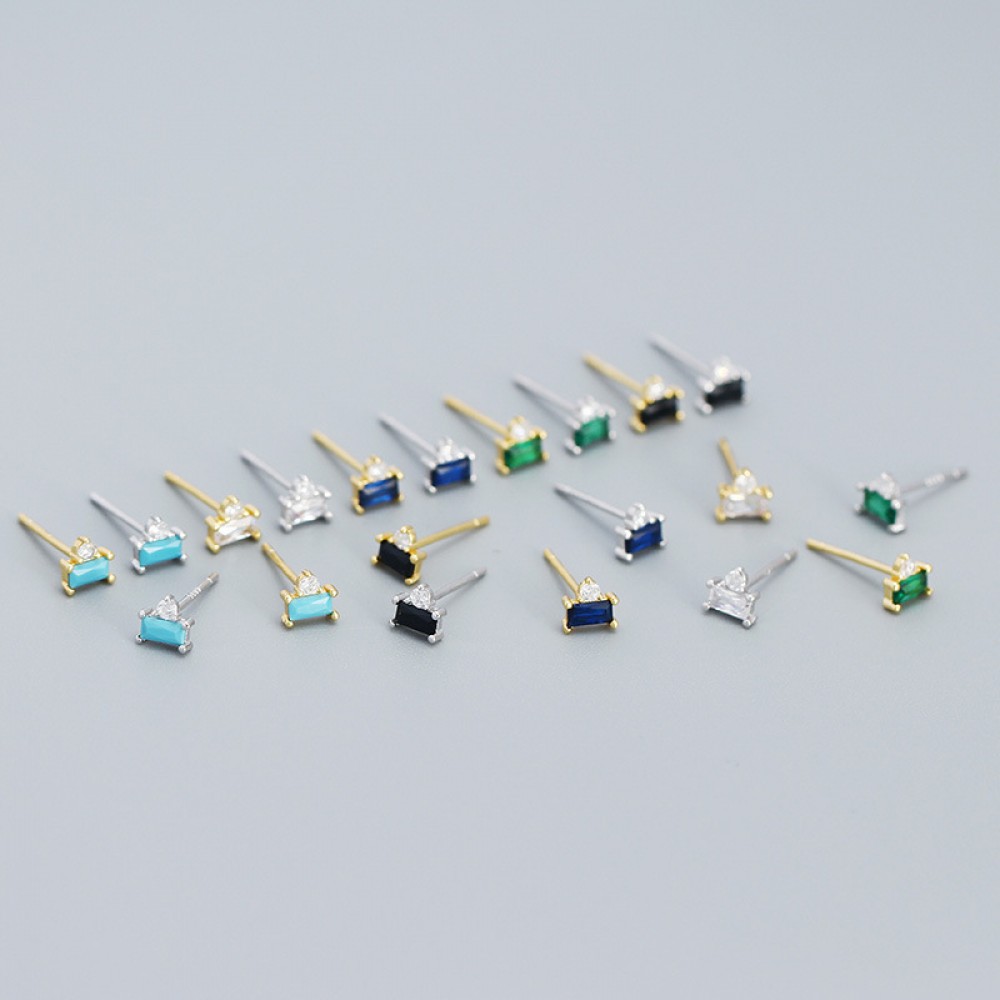 Sweet Rectangular Gem Stud Earrings - MLYH239