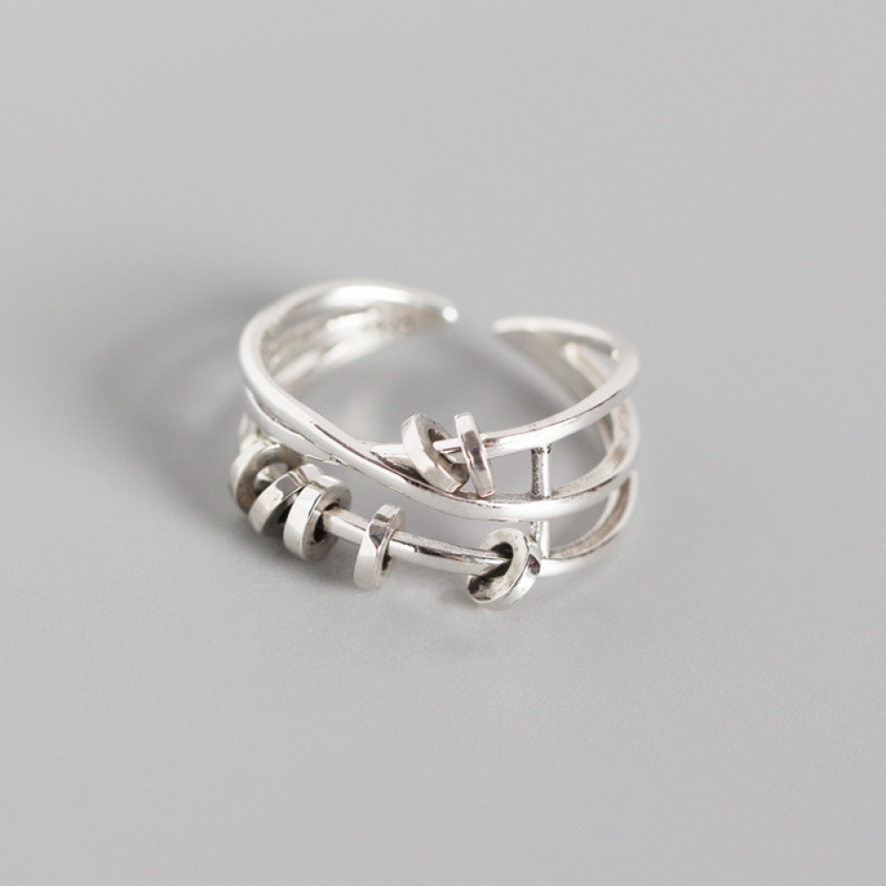 Lines with Rotatable Charms Open Ring - MLYH241