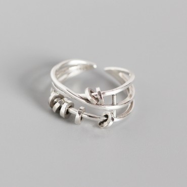 Lines with Rotatable Charms Open Ring