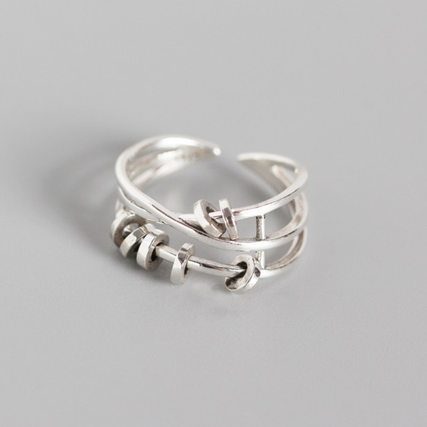 Lines with Rotatable Charms Open Ring