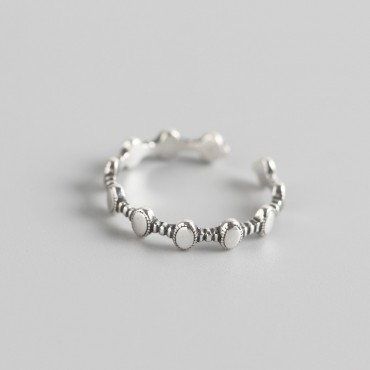 Vintage Oval Beaded Open Ring