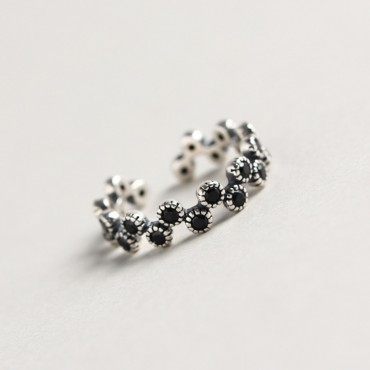 Vintage Wavy Beads Open Ring