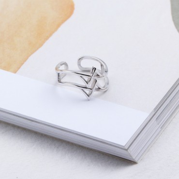 Minimalist Double Lightning Open Ring
