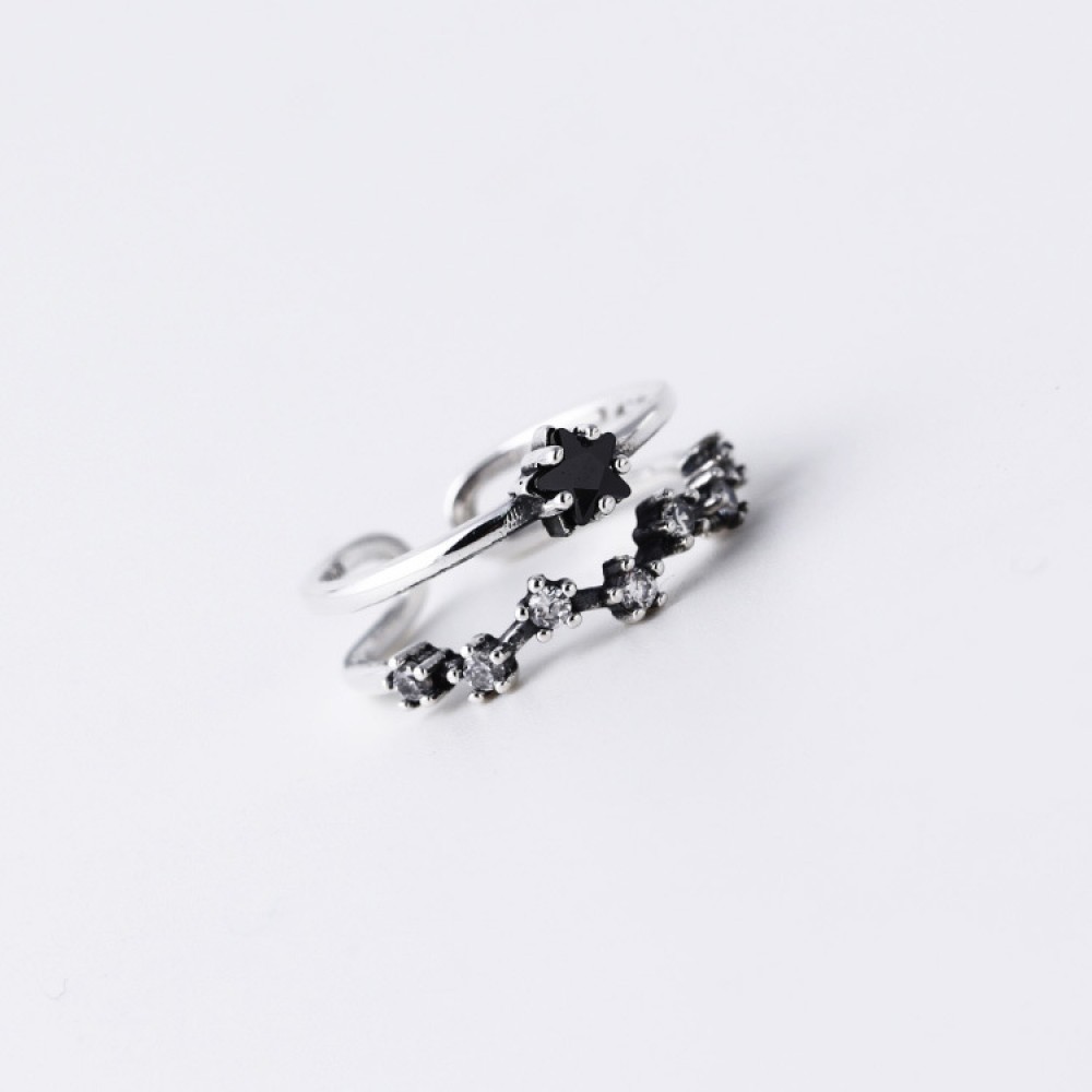 Vintage Black Star Open Ring - MLYH252
