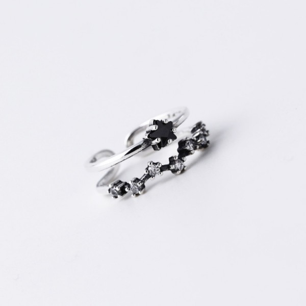 Vintage Black Star Open Ring
